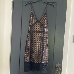 NWT Women's J.O.A Crochet Black Tank Cocktail Midi Dress Sz M